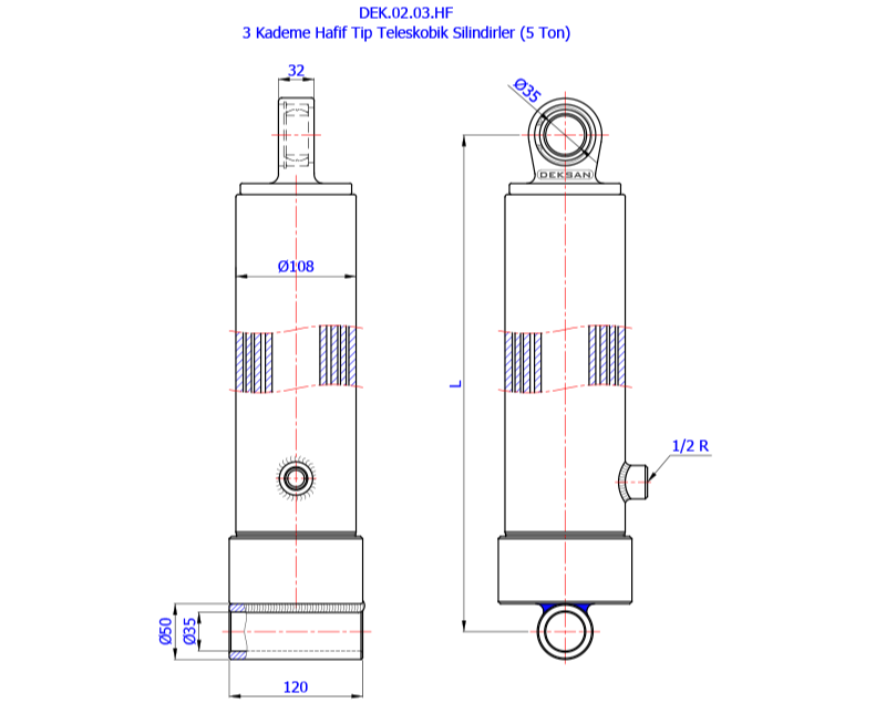 3 Kademe Hafif Tip Teleskobik Silindirler (5 Ton)