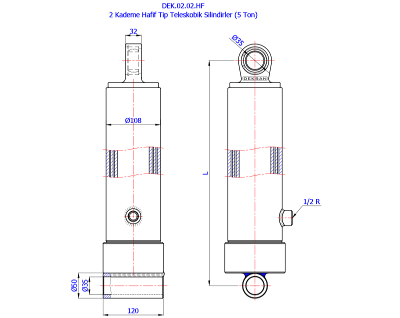 2 Kademe Hafif Tip Teleskobik Silindirler (5 Ton)